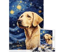 Puzzle pour Adolescents 1000 pièces Labrador Jaune Van Gogh décoration Murale Cadeau de Noël Secret Jeu Impossible renforce Les Liens d'amour Entre Couples Dimensions 38x52cm