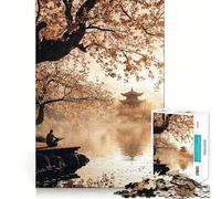 Puzzle pour Adolescents 1000 pièces Lac Tranquille avec pagode Bords impeccables Jeu de réflexion Amusant et Calme, idéal pour Un Anniversaire ou Une activité Artistique (38x52cm)