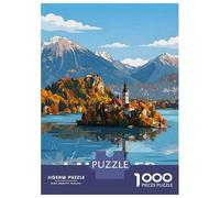 Puzzle pour Adolescents 1000 Pièces Lake Bled Slovenia Travel Puzzles pour Adultes Assemblage De Motifs Activités Amusantes À La Maison Jeu Stimulant Jouets 52x38cm/1000pcs