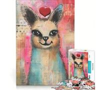 Puzzle pour Adolescents 1000 pièces Lama Souriant avec cœur Saint-Valentin Techniques Mixtes Jouet Anti-Stress défi Stimulant renforce l'amour Entre Les Couples 38x26cm