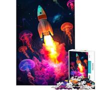 Puzzle pour Adolescents 1000 pièces Lancement de fusée avec méduses pour Jeu éducatif défi Jouet Jeux familiaux Course de Vitesse Manuelle Cadeau d'anniversaire (Taille 75x50cm)