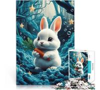 Puzzle pour Adolescents 1000 pièces Lapin Mignon dans Une forêt de rêve Jeu Stimulant Décoration d'intérieur et Cadeaux Uniques 52x38cm