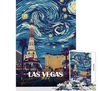 Puzzle pour Adolescents 1000 pièces Las Vegas Nuit étoilée Art Jeux relaxants Décoration intérieure Jouets à Monter soi-même avec Poster Assorti et Feuille de Questions (38x26cm)