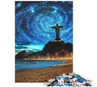 Puzzle pour Adolescents 1000 pièces Le Christ Rédempteur la Nuit Puzzle pour Adolescents Modèle à Assembler Stimulant Cadeau Unique d'anniversaire et de Noël (38x52cm/1000pcs)