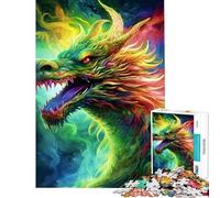 Puzzle pour Adolescents 1000 pièces Le Dragon Version Matcha Puzzle pour Adultes Décoration Murale Jouet Vacances à la Maison Activités Amusantes pour Passer Le Temps à la Maison (Dimensions 38x26cm)