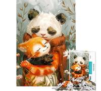 Puzzle pour Adolescents 1000 pièces Le Meilleur ami Panda Chat Puzzle Jeu Familial Vacances à la Maison Passer Le Temps Cadeaux de Noël et d'anniversaire (Dimensions 50x75cm)