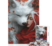 Puzzle pour Adolescents 1000 pièces Le Petit Chaperon Rouge et Le Loup Blanc Jeux éducatifs Analyse et logique Jouets à Monter soi-même Cadeaux de Noël et d'anniversaire (75x50cm)