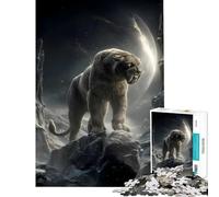 Puzzle pour adolescents 1000 pièces Le Sentinelle silencieuse des pics au clair de lune Jeux relaxants Apprentissage Jouets éducatifs Cadeaux Père Noël secret Découpe de précision (Dimensions 38x52cm)