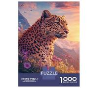 Puzzle pour Adolescents 1000 Pièces Leopard in Sunset Glow Puzzles pour Adultes, Jouets Anti-Stress, Décoration Murale, Interaction Parent-Enfant 52x38cm/1000pcs