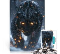 Puzzle pour Adolescents 1000 pièces Léopard Noir Mythique Défi Difficile pour soulager Le Stress décoration Murale 52x38cm