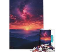 Puzzle pour Adolescents 1000 pièces Lever de Soleil sur Les Montagnes avec Galaxie Jeu éducatif et Relaxant Défi Stimulant Cadeau d'anniversaire (Dimensions 38x52cm)