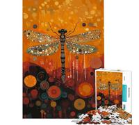Puzzle pour Adolescents 1000 pièces Libellule Art Abstrait Activités Amusantes à la Maison Défi Stimulant Jouet Anti-Stress pour Les 14 Ans et Plus Jeu de Puzzle Offert (50x75cm)