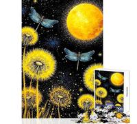 Puzzle pour Adolescents 1000 pièces Libellules et pissenlits sous Une Lune Jaune Jeu Amusant Défi Difficile Jouet éducatif Détente intellectuelle (50x75cm)