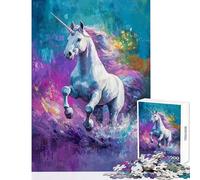 Puzzle pour Adolescents 1000 pièces Licorne Blanche Qui Court Jeu éducatif décoration Parfaite Jouet à Faire soi-même Interaction Parent-Enfant (50x75cm)