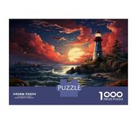 Puzzle pour Adolescents 1000 Pièces Lighthouse Sunset Seascape Puzzles pour Adultes Jeu Familial Anti-Stress Interaction Parent-Enfant 70x50cm/1000pcs