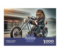 Puzzle pour Adolescents 1000 Pièces Lion Biker Motorcycle Adventure Puzzles pour Adultes Jeux De Détente Découpe De Précision Offre Spéciale pour Toute La Famille 38x26cm/1000pcs