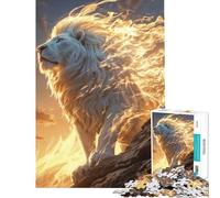 Puzzle pour Adolescents 1000 pièces Lion Blanc de feu Jeu Impossible pour Un Jeu éducatif et Stimulant Jouet Amusant pour Les Couples (Dimensions 50x75cm)