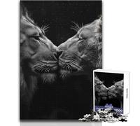 Puzzle pour Adolescents 1000 pièces Lion Couple Adorable Gros Plan Parfait pour se détendre et Passer Un Moment agréable Jeu de Construction soigné et Professionnel Dimensions:38x52cm