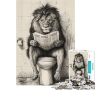 Puzzle pour Adolescents 1000 pièces Lion lisant Le Journal Puzzle pour Adultes Difficile Liste de souhaits avec Le Père Noël Casse-tête Jeux de réflexion en Famille (Dimensions 50x75cm)