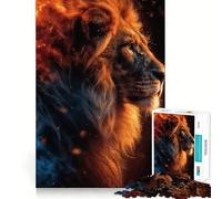 Puzzle pour Adolescents 1000 pièces Lion Noir et Or,Bords décoratifs de qualité supérieure,Jeu de Concentration,Divertissement pour Les Moments de détente,Cadeau Artistique de Noël (38x52cm)