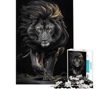 Puzzle pour Adolescents 1000 pièces Lion Noir Royal Jeu Manuel pour Un défi ludique et éducatif pour développer l'analyse et la logique (Dimensions 38x52cm)