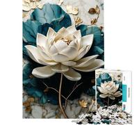 Puzzle pour Adolescents 1000 pièces Lotus Blanc Kintsugi Jeu Pratique et éducatif Idée Cadeau Défi Stimulant (Dimensions 38x52cm)