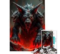 Puzzle pour Adolescents 1000 pièces Loup à Trois têtes Monstre Casse-tête Jeu de réflexion Jouet Jeu éducatif Cadeau pour Anniversaires Difficile Difficile (Dimensions 38x52cm)