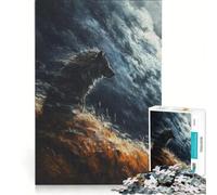 Puzzle pour Adolescents 1000 pièces Loup dans Un Ciel orageux décoration Murale pour s'amuser en Famille Cadeau d'anniversaire Cadeau de Voyage 38x52cm