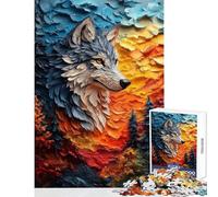 Puzzle pour Adolescents 1000 pièces Loup dans Un Paysage au Coucher du Soleil Jeu éducatif à Assembler soi-même Jouet à Monter soi-même Cadeau d'anniversaire Cadeau de Voyage (38x52cm)
