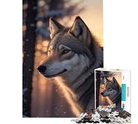 Puzzle pour Adolescents 1000 pièces Loup des neiges Lever de Soleil Jeu Manuel éducatif et Stimulant pour développer l'analyse et la logique (Dimensions 50x75cm)