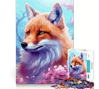Puzzle pour Adolescents 1000 pièces Loup et Fleurs de Cerisier Casse-tête logique Amusant et détendu Cadeau Artistique de Noël (50x75cm)