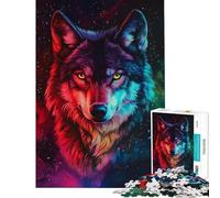 Puzzle pour Adolescents 1000 pièces Loup Galaxie Vibrant Puzzle Artistique pour Adolescents découpe de précision Difficile et Stimulant Casse-tête Jeux de réflexion en Famille (Taille 38x52cm)