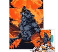 Puzzle pour Adolescents 1000 pièces Loup-Garou Hurlement de Lune Jeu de Puzzle Relaxant et Stimulant pour Le Cerveau Convient aux 14 Ans et Plus (38x26cm)
