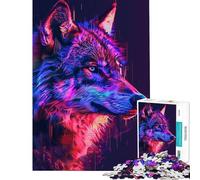 Puzzle pour Adolescents 1000 pièces Loup Glitch Néon Difficile et Stimulant Jeu Familial Adapté aux Personnes de 14 Ans et Plus (50x75cm)