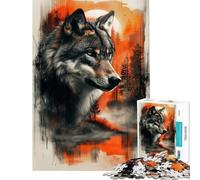 Puzzle pour Adolescents 1000 pièces Loup Hurlant en Pixels Puzzle pour Adultes Jeu de réflexion Décoration Murale Cadeaux de Noël et d'anniversaire (Dimensions 38x52cm)