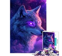 Puzzle pour Adolescents 1000 pièces Loup néon dans Le Cosmos Puzzle pour Adolescents Modèle à Assembler Stimulant Cadeau Unique d'anniversaire et de Noël (Dimensions 38x52cm)