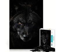 Puzzle pour Adolescents 1000 pièces Loup Noir,Animal Puissant,Assemblage sans Couture,Jeu créatif,détente,Cadeau de Noël (50x75cm)