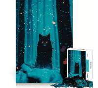 Puzzle pour Adolescents 1000 pièces Loup Noir dans forêt enneigée,Assemblage sans Couture,Jeu créatif,Divertissement pour Les Moments de détente,Cadeau de Noël (50x75cm)