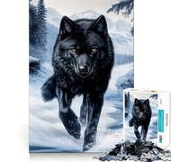 Puzzle pour Adolescents 1000 pièces Loup Noir dans Un Paysage d'hiver,Bords Nets,Jeu de Concentration Amusant,Moment de détente,Cadeau de Noël apaisant (38x26cm)