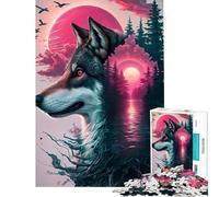 Puzzle pour Adolescents 1000 pièces Loup Rose Splash Difficile et Stimulant Analyse et logique Jouet de décoration pour la Maison À partir de 14 Ans (50x75cm)