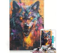 Puzzle pour Adolescents 1000 pièces Loup Sinistre Graffiti Art Jeux éducatifs Améliore la mémoire Cadeau d'anniversaire 38x52cm