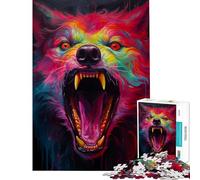 Puzzle pour Adolescents 1000 pièces Loup Synthwave Jeu Pratique Jeu Stimulant Idées Cadeaux Découpe de précision (Dimensions 38x26cm)