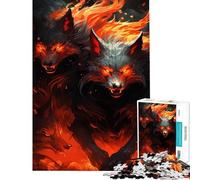Puzzle pour Adolescents 1000 pièces Loups de feu Pack Art numérique Difficile à compléter Décoration intérieure Jouet pour Les 14 Ans et Plus (38x52cm)