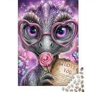 Puzzle pour Adolescents 1000 Pièces Love Letter Lizard with Heart Glasses Puzzles pour Adultes Jeu Familial Anti-Stress Interaction Parent-Enfant 38x26cm/1000pcs