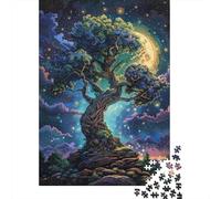 Puzzle pour Adolescents 1000 Pièces Magical Night Sky Tree Art Print Puzzles pour Adolescents Jeux Relaxants Cadeaux pour Femmes pour Anniversaire, Noël 52x38cm/1000pcs