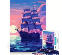Puzzle pour adolescents, 1000 pièces, magnifique bateau, pixels, ajustement parfait, jeu cognitif, cadeau de jeu lent, 38 x 26 cm