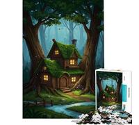 Puzzle pour Adolescents 1000 pièces Maison cachée dans la forêt Jeu Manuel éducatif et Stimulant pour développer l'analyse et la logique (Dimensions 50x75cm)