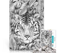 Puzzle pour Adolescents 1000 pièces Majesté du Tigre de la Jungle pour s'amuser en Famille Interaction Parent-Enfant 75x50cm