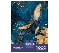Puzzle pour Adolescents 1000 Pièces Majestic Gold Whale Puzzles pour Adultes, Jouets Anti-Stress, Difficile, Cadeau d'anniversaire Unique 70x50cm/1000pcs