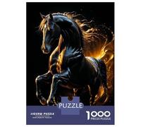 Puzzle pour Adolescents 1000 Pièces Majestic Star Black Horse with Golden Light Puzzle pour Adultes Jeu Pratique Analyse Et Logique Interaction Parent-Enfant 70x50cm/1000pcs